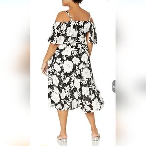 City Chic Black and White Floral Midi Dress